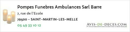 Avis de décès - Boussais - Pompes Funebres Ambulances Sarl Barre