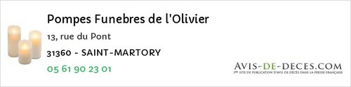 Avis de décès - Castanet-Tolosan - Pompes Funebres de l'Olivier