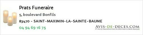 Avis de décès - Sainte-Anastasie-Sur-Issole - Prats Funeraire