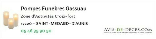 Avis de décès - Les Nouillers - Pompes Funebres Gassuau