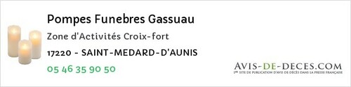 Avis de décès - Saint-Médard-D'aunis - Pompes Funebres Gassuau