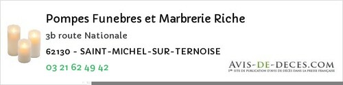 Avis de décès - Saint Michel Sur Ternoise - Pompes Funebres et Marbrerie Riche