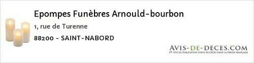 Avis de décès - Épinal - Epompes Funèbres Arnould-bourbon