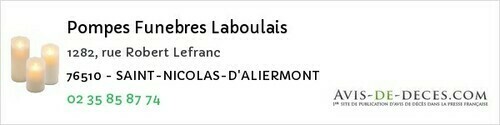 Avis de décès - Saint-Jean-Du-Cardonnay - Pompes Funebres Laboulais