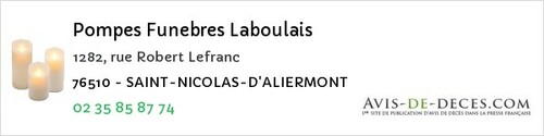 Avis de décès - Saint-Nicolas-D'aliermont - Pompes Funebres Laboulais