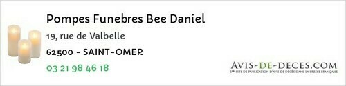 Avis de décès - Beaurains - Pompes Funebres Bee Daniel