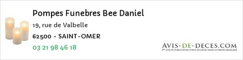 Avis de décès - Saint-Omer - Pompes Funebres Bee Daniel