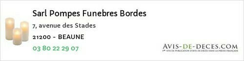 Avis de décès - Labergement-Foigney - Sarl Pompes Funebres Bordes