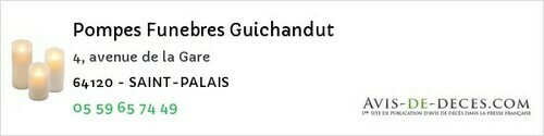 Avis de décès - Osserain-Rivareyte - Pompes Funebres Guichandut
