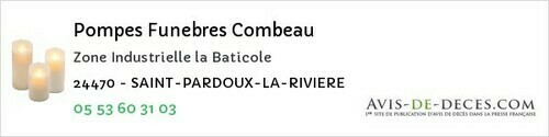 Avis de décès - Bourdeilles - Pompes Funebres Combeau