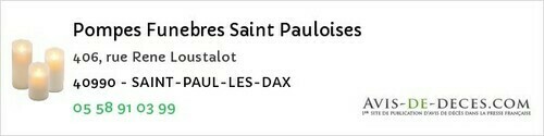 Avis de décès - Morganx - Pompes Funebres Saint Pauloises