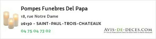 Avis de décès - Montboucher-sur-Jabron - Pompes Funebres Del Papa