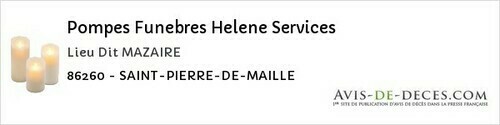 Avis de décès - Nalliers - Pompes Funebres Helene Services