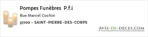 Avis de décès - Reignac-sur-Indre - Pompes Funèbres P.f.i
