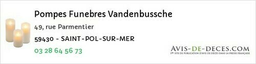 Avis de décès - Boussois - Pompes Funebres Vandenbussche