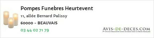 Avis de décès - Beauvais - Pompes Funebres Heurtevent