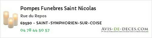 Avis de décès - Lamure-sur-Azergues - Pompes Funebres Saint Nicolas