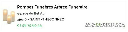 Avis de décès - Guissény - Pompes Funebres Arbree Funeraire