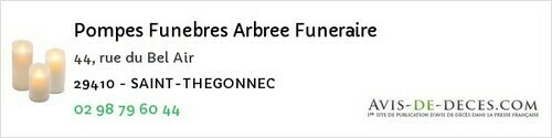 Avis de décès - Loqueffret - Pompes Funebres Arbree Funeraire