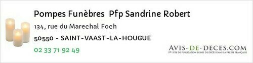 Avis de décès - Pontorson - Pompes Funèbres Pfp Sandrine Robert