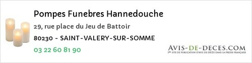 Avis de décès - Belloy-en-Santerre - Pompes Funebres Hannedouche