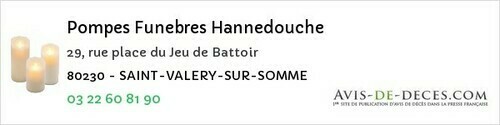 Avis de décès - Marcelcave - Pompes Funebres Hannedouche