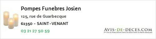 Avis de décès - Haisnes - Pompes Funebres Josien