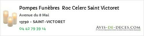 Avis de décès - Cassis - Pompes Funèbres Roc Celerc Saint Victoret