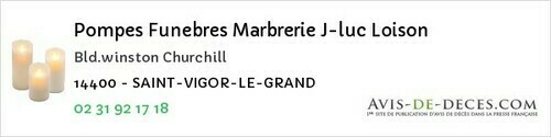 Avis de décès - Hérouville-Saint-Clair - Pompes Funebres Marbrerie J-luc Loison