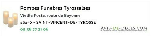 Avis de décès - Lucbardez-et-Bargues - Pompes Funebres Tyrossaises