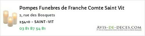 Avis de décès - Pontarlier - Pompes Funebres de Franche Comte Saint Vit
