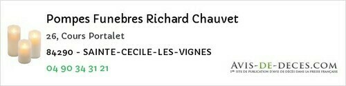 Avis de décès - Orange - Pompes Funebres Richard Chauvet