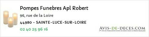 Avis de décès - Le Bignon - Pompes Funebres Apl Robert