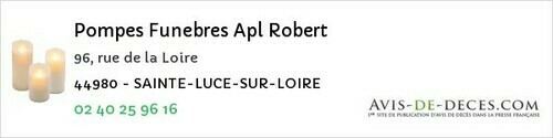 Avis de décès - Bouaye - Pompes Funebres Apl Robert