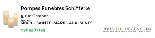 Avis de décès - Saint-Louis-La-Chaussee - Pompes Funebres Schifferle