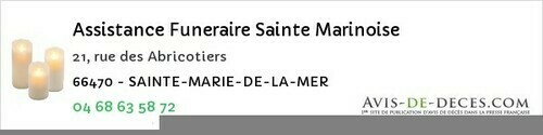 Avis de décès - Osséja - Assistance Funeraire Sainte Marinoise