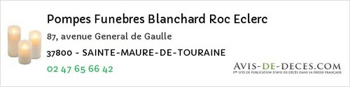 Avis de décès - La Chapelle-Sur-Loire - Pompes Funebres Blanchard Roc Eclerc