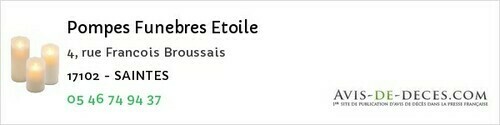 Avis de décès - Marignac - Pompes Funebres Etoile