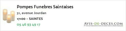 Avis de décès - Tugéras-Saint-Maurice - Pompes Funebres Saintaises