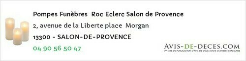 Avis de décès - Gréasque - Pompes Funèbres Roc Eclerc Salon de Provence