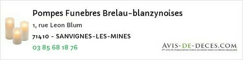 Avis de décès - Dampierre-en-Bresse - Pompes Funebres Brelau-blanzynoises