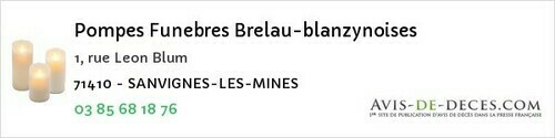 Avis de décès - Marcilly-lès-Buxy - Pompes Funebres Brelau-blanzynoises