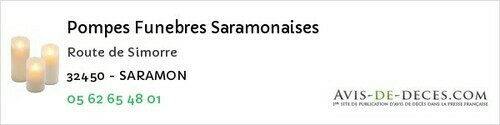 Avis de décès - Barran - Pompes Funebres Saramonaises