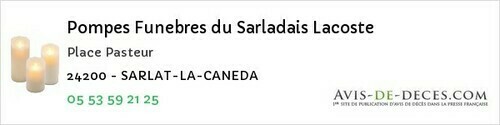 Avis de décès - Terrasson-Lavilledieu - Pompes Funebres du Sarladais Lacoste