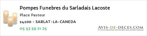 Avis de décès - Sarlande - Pompes Funebres du Sarladais Lacoste