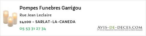 Avis de décès - Sarlat-la-Canéda - Pompes Funebres Garrigou