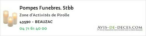 Avis de décès - Lempdes-sur-Allagnon - Pompes Funebres. Stbb