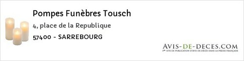 Avis de décès - Pouilly - Pompes Funèbres Tousch