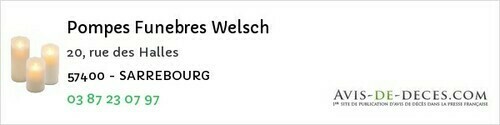 Avis de décès - Gondrexange - Pompes Funebres Welsch