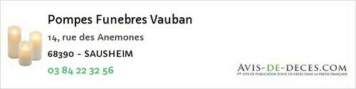 Avis de décès - Brunstatt - Pompes Funebres Vauban
